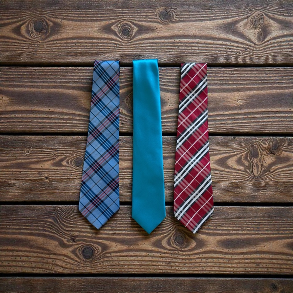 Elegant Men's Tie Collection - Blue, Red, and Plaid